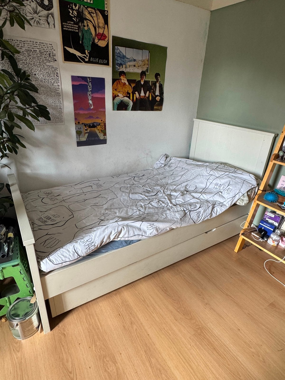 Ledikant 1 persoons, Ophalen, Gebruikt, 90 cm, Eenpersoons