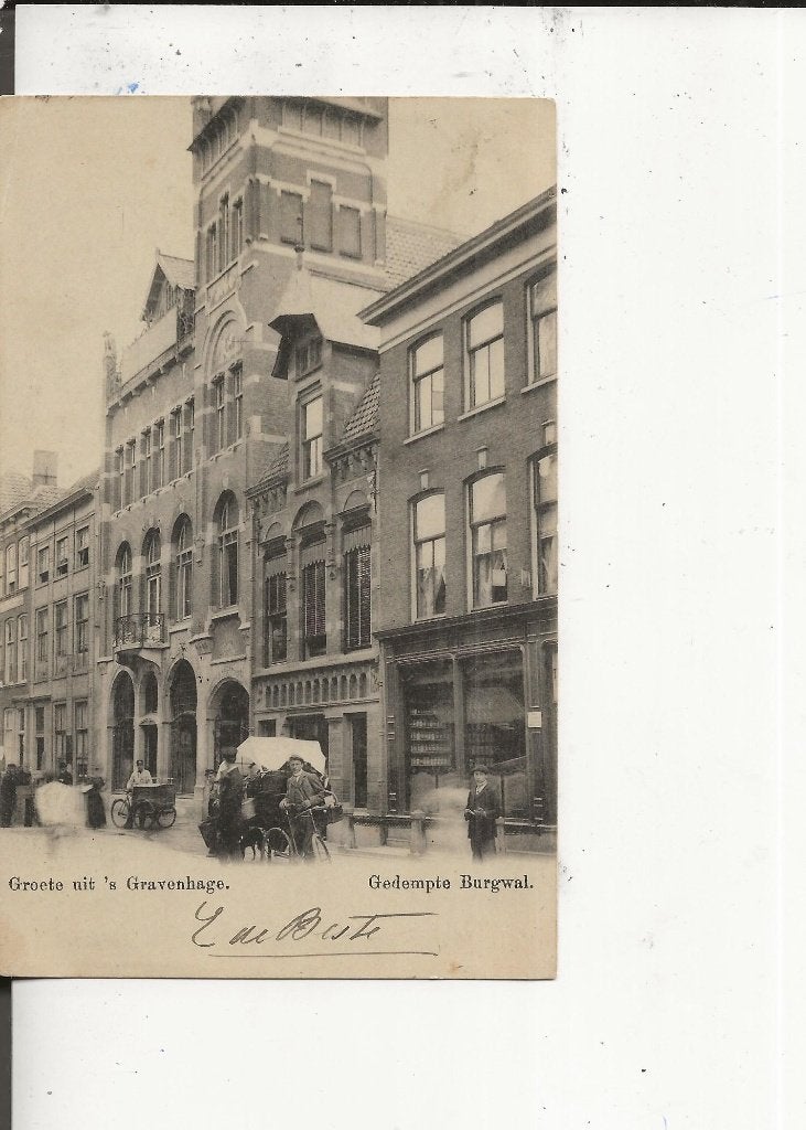 Den Haag Gedempte Burgwal met hondenkar 1902, Verzamelen, Ophalen of Verzenden, Voor 1920, Gelopen, Zuid-Holland