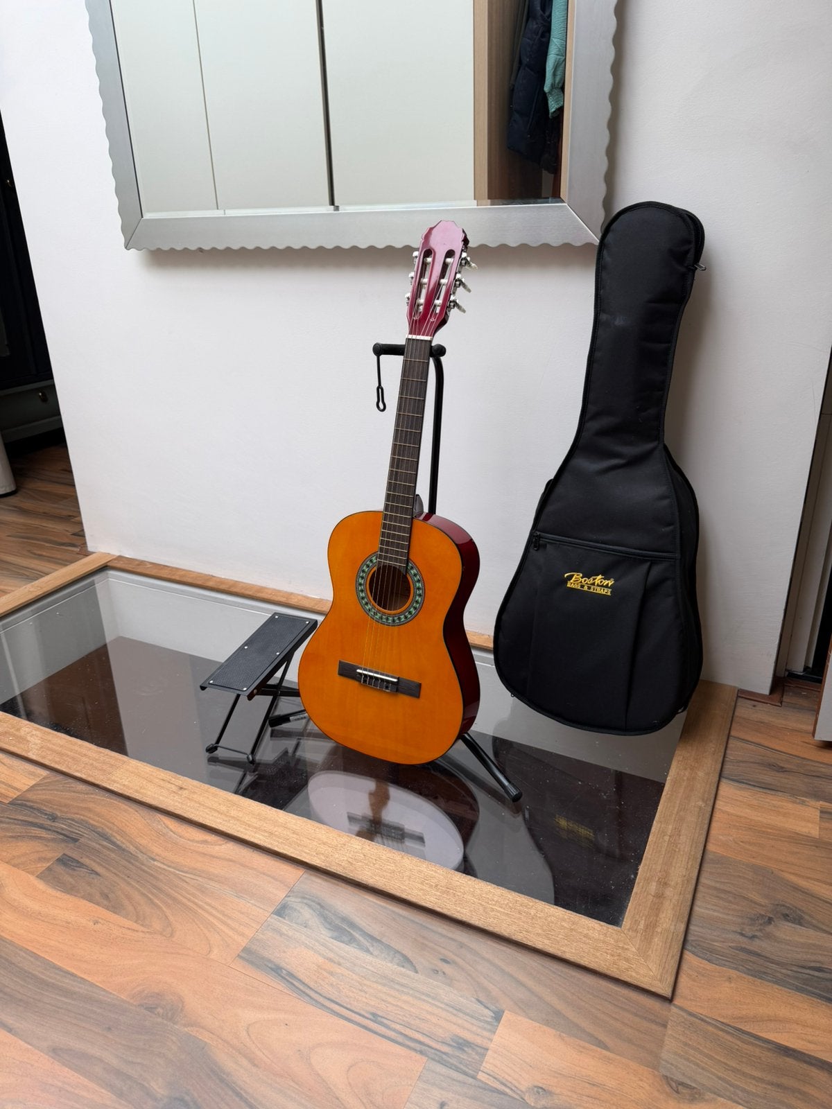 Startone 3/4 kindergitaar met hoes en voetenbankje, Muziek en Instrumenten, Ophalen, Zo goed als nieuw, Klassieke of Spaanse gitaar