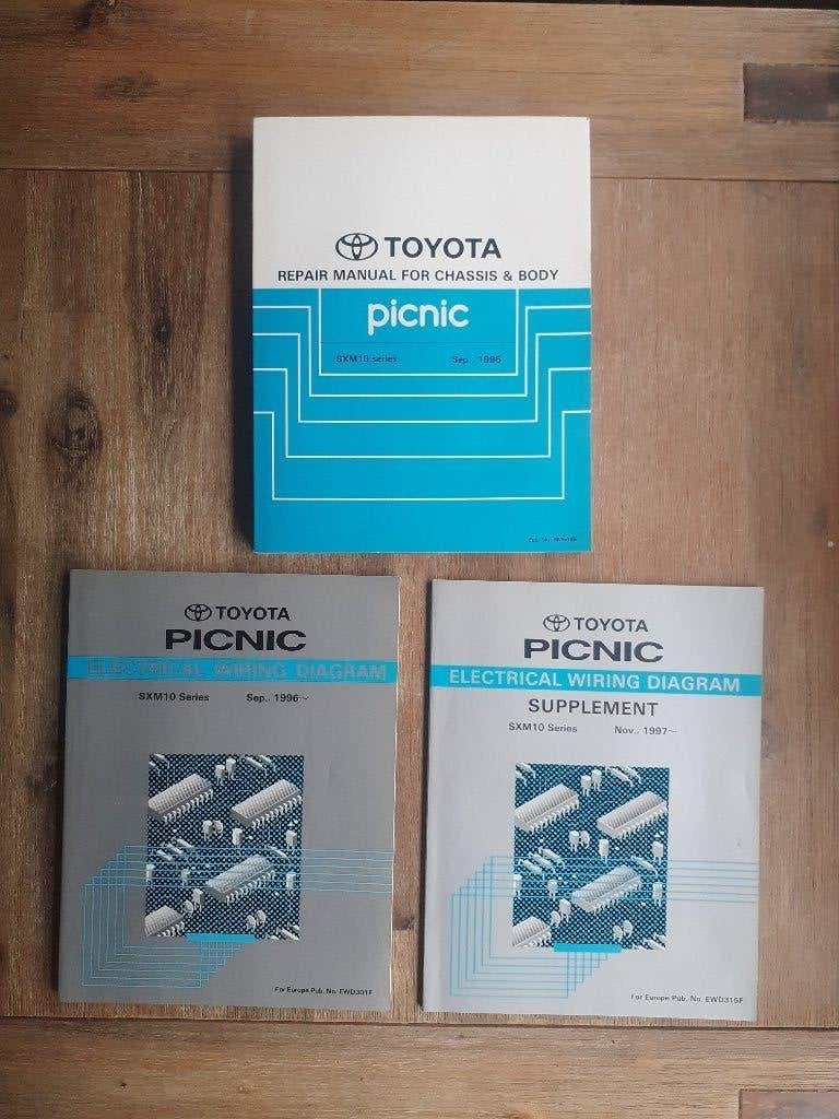 3x Originele WERKPLAATSHANDBOEKEN voor TOYOTA PICNIC SXM10, Verzenden