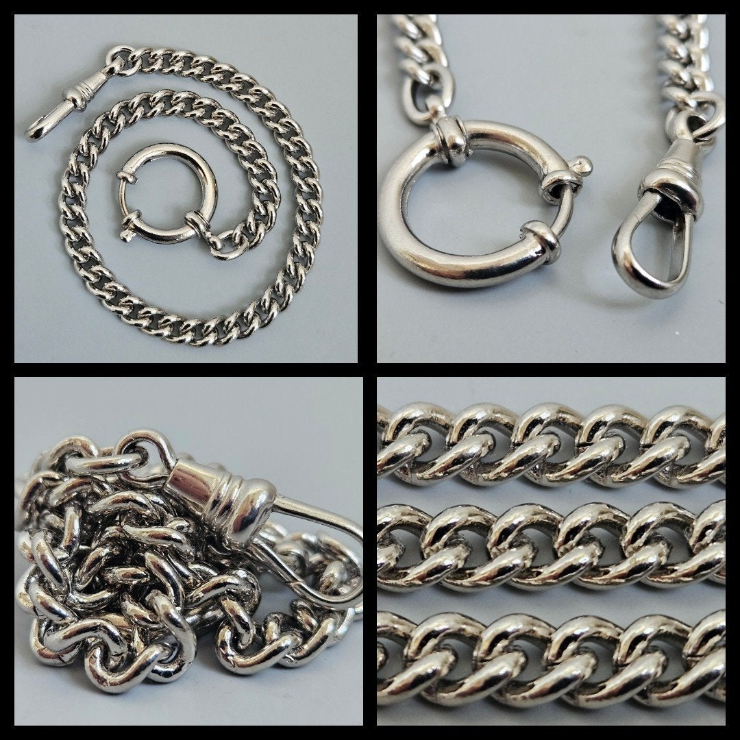 Horlogeketting voor aan een zakhorloge,  26 cm. lang., Ophalen of Verzenden, Overige materialen, Ketting