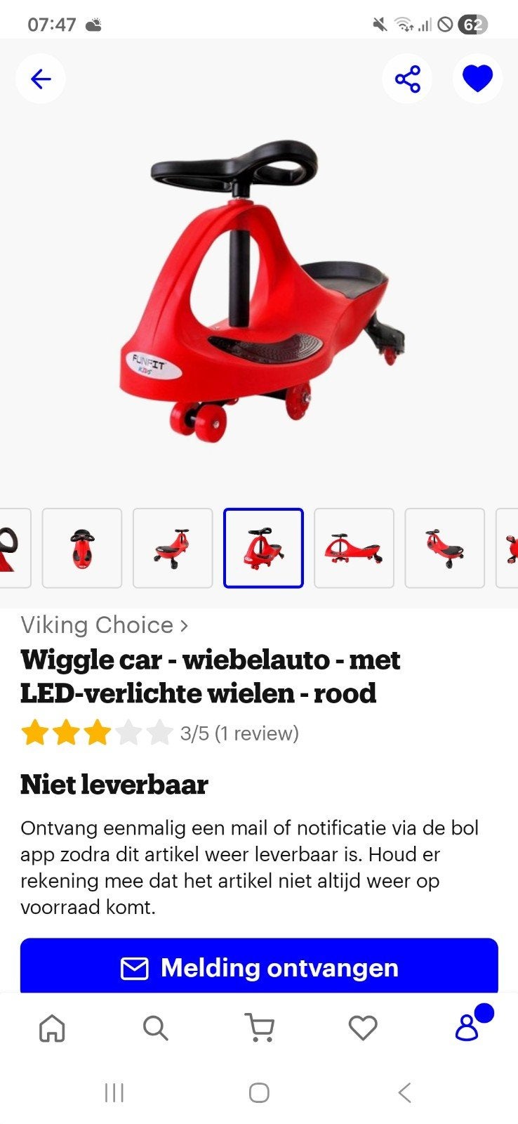 Rode Wiggle Car - Wiebelauto met LED-verlichte wielen, Ophalen of Verzenden, Zo goed als nieuw, Loopvoertuig