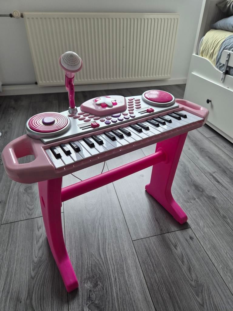 Roze Kinder Keyboard met Microfoon en krukje, Ophalen of Verzenden, Zo goed als nieuw, Meisje