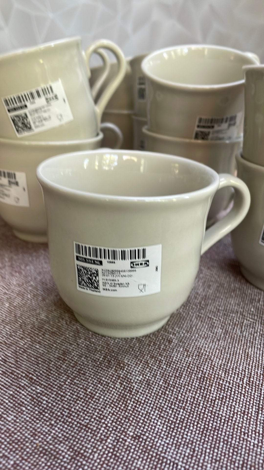15 NIEUWE IKEA SANDSKÄDDA Bekers - Licht Grijsbeige, Ophalen, Nieuw, IKEA, Mok