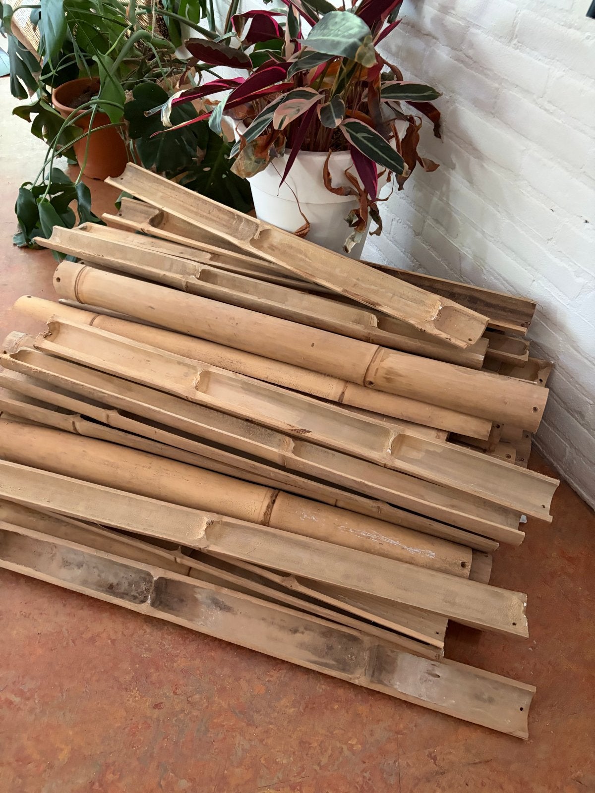 Bamboe plantensteunen / plantenbakken, Ophalen, Overige typen, Zo goed als nieuw, Minder dan 200 cm