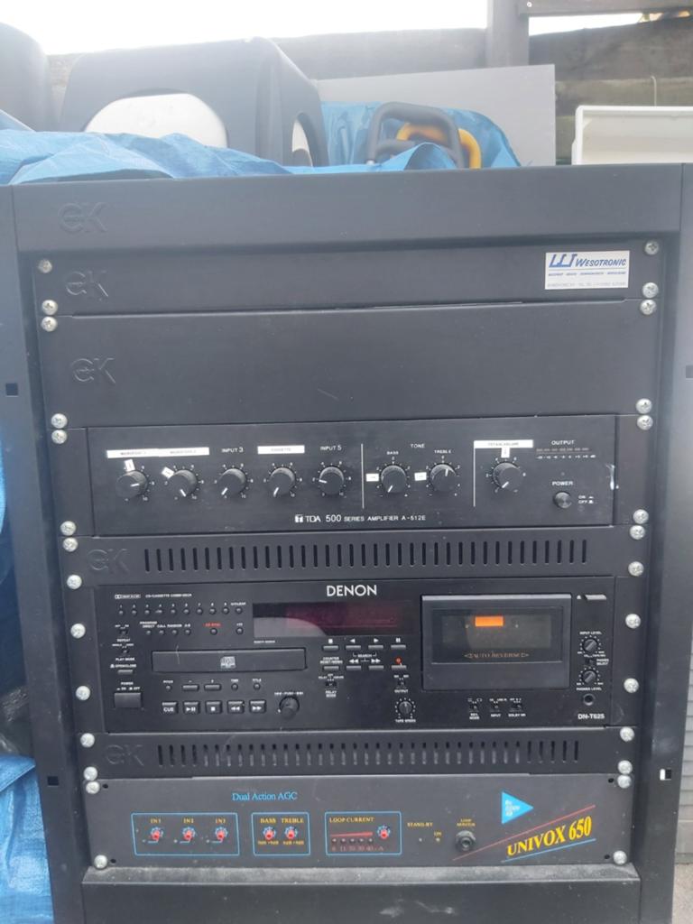 Professionele Denon Audio Rack met Versterker en Cassettedec, Ophalen, Denon, 120 watt of meer, Gebruikt