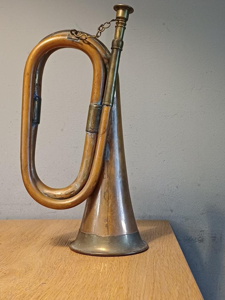 Antieke koperen bugel/trompet - Decoratief object, Ophalen of Verzenden, Gebruikt, Overige typen