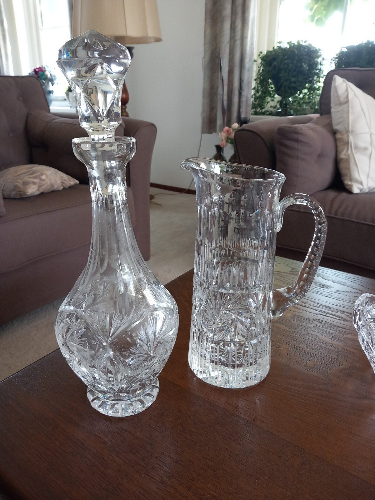 kristallen karaf en waterkan eventueel meet driedelig set, Antiek en Kunst, Antiek | Glas en Kristal, Ophalen of Verzenden