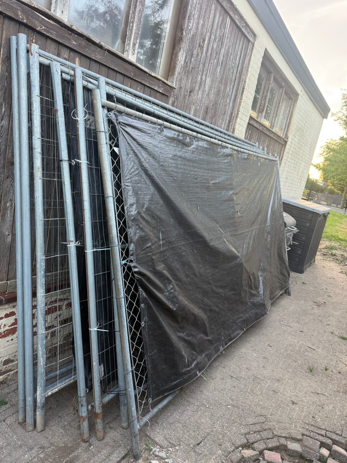 Bouwhekken afzet hekken met voeten en klemmen, Tuin en Terras, Ophalen, Zo goed als nieuw, IJzer