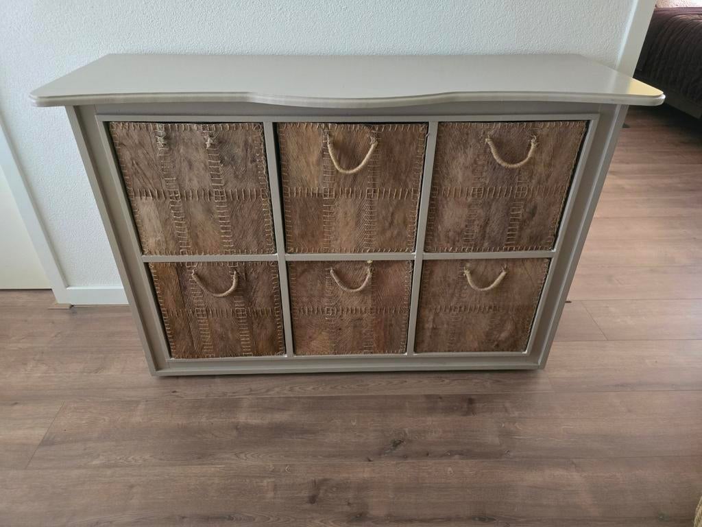 Kastje met opbergbakken (Ikea Kallax compatibel), Ophalen, Met plank(en), Gebruikt, 100 tot 150 cm