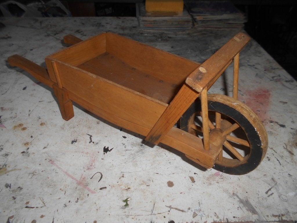 Oud Houten kruiwagen 50cm, Ophalen of Verzenden