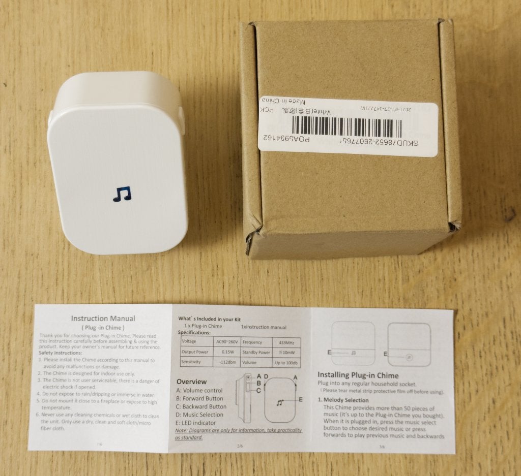 draadlose chime M2D 100DB 300M 433 Mhz Waterdicht Eu Plug, Ophalen of Verzenden, Nieuw, Stekker