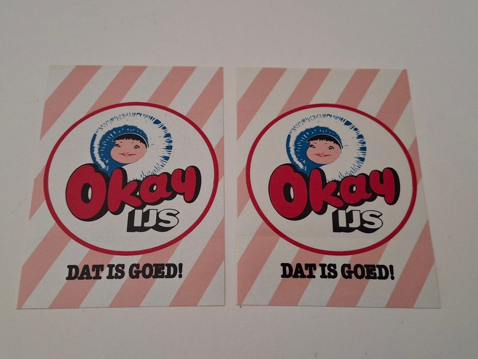 Okay ijs / ijsco stickers met Eskimo, Ophalen of Verzenden, Zo goed als nieuw, Merk