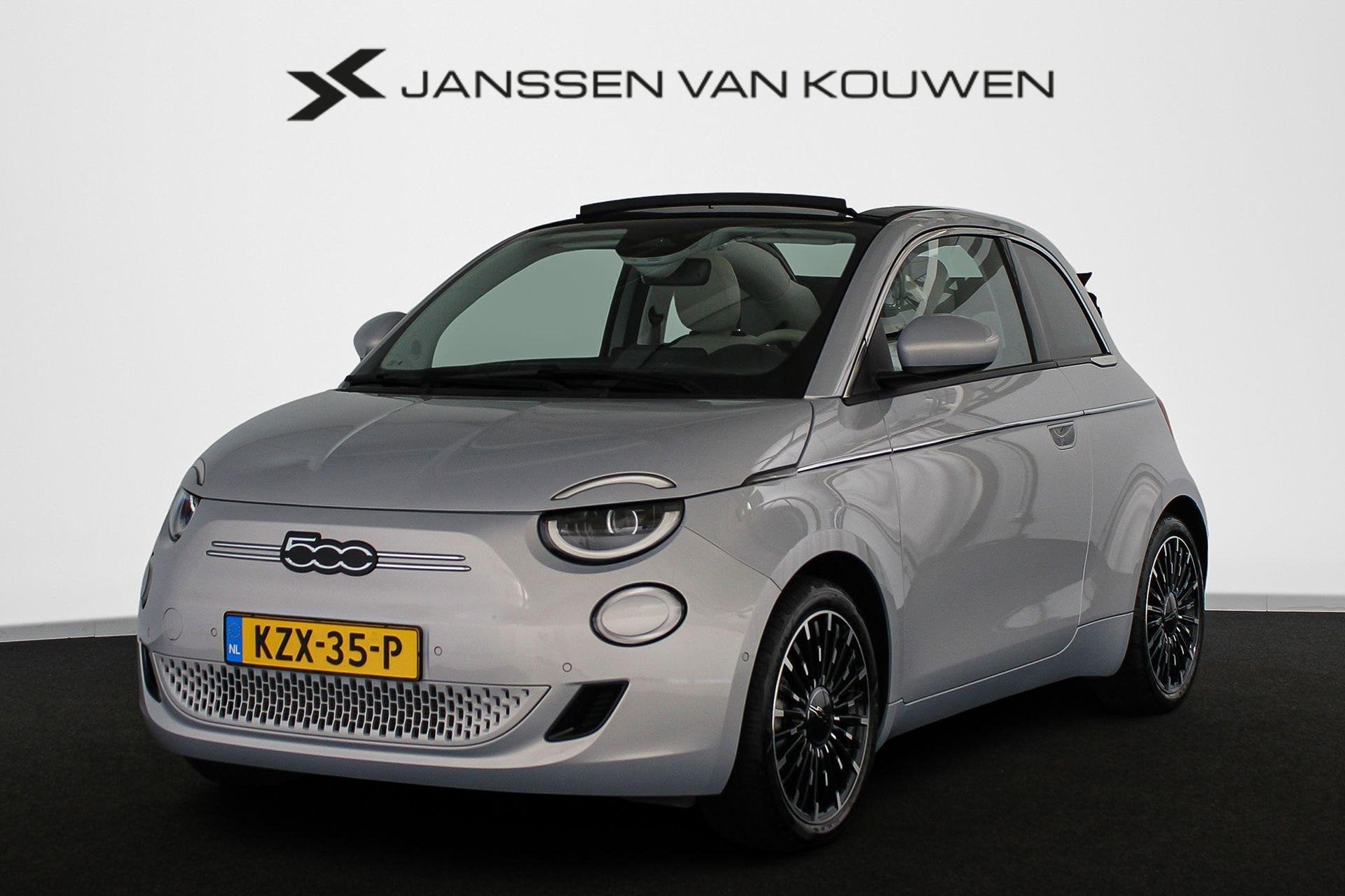 Fiat 500 C La Prima 42 kWh Cabrio Leder Stoelverwarming JBL, Auto's, Gebruikt, Cabriolet, Verwarmde buitenspiegels, 299 km