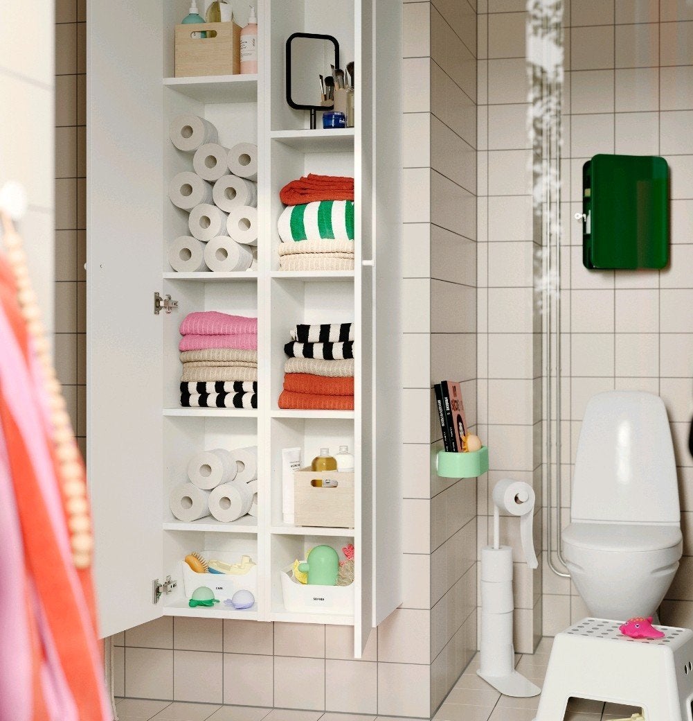 IKEA ENHET Kast voor badkamer, wit, 30x32x180 cm, Ophalen, (Half)hoge kast, Minder dan 50 cm, Gebruikt