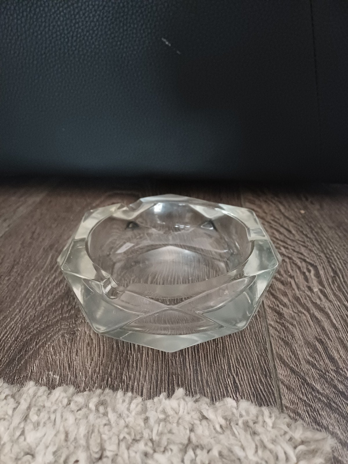 Glazen asbak, zeshoekig design, Ophalen of Verzenden