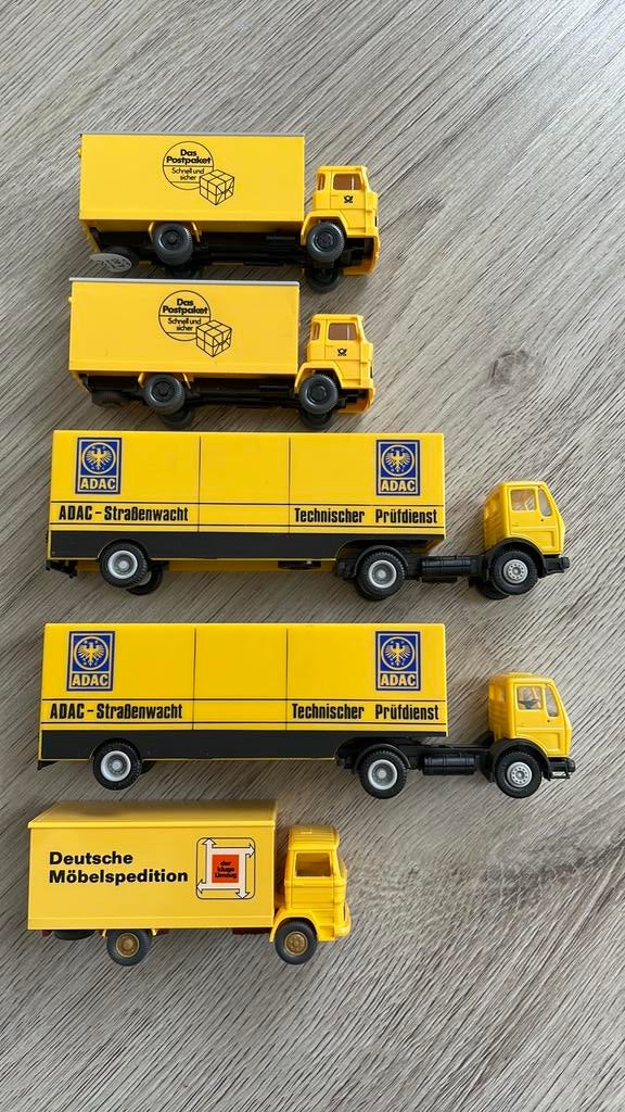 Lot 5 x gele vrachtwagen ADAC,  Deutsche Post, Spedition, Ophalen of Verzenden, Zo goed als nieuw, Bus of Vrachtwagen, Overige merken