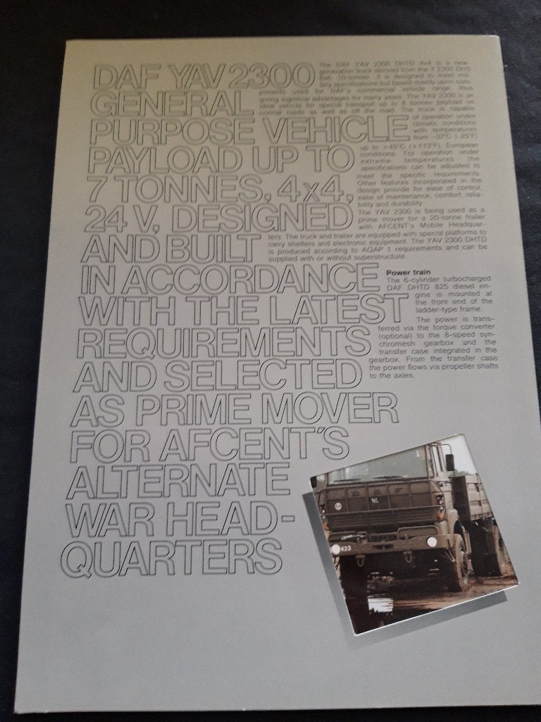 folder DAF YAV 2300 leger vrachtwagen militair, Ophalen of Verzenden, Zo goed als nieuw, Overige merken, DAF Militair