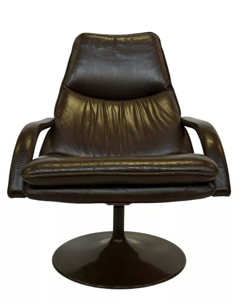 Vintage Fauteuil Lounge Geoffrey Harcourt Artifort Stijl, Huis en Inrichting, Fauteuils, Gebruikt, Vintage, 75 tot 100 cm, Leer