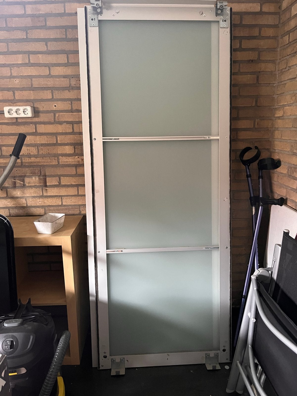 Glazen schuifdeuren met aluminium frame, Ophalen, Gebruikt, 80 tot 100 cm, Binnendeur