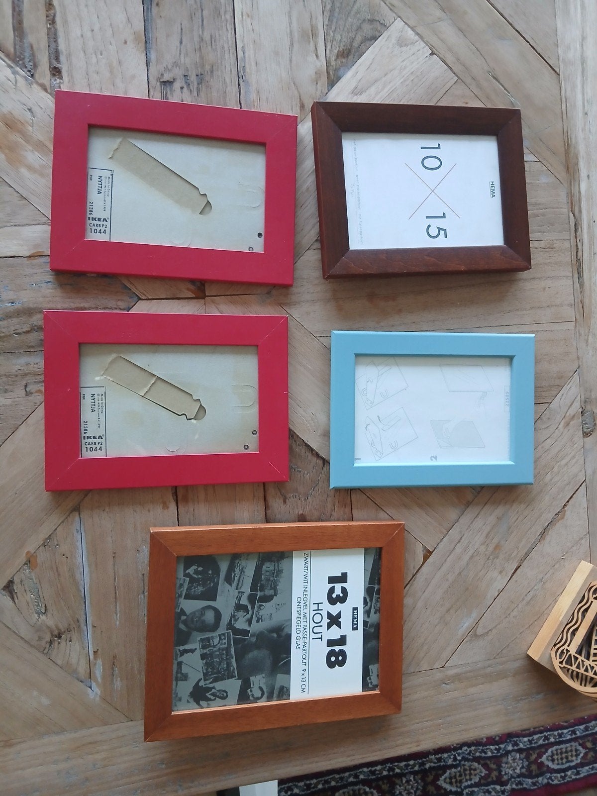 5 verschillende fotolijsten, Gebruikt, Fotolijst, Meerkleurig, Hout