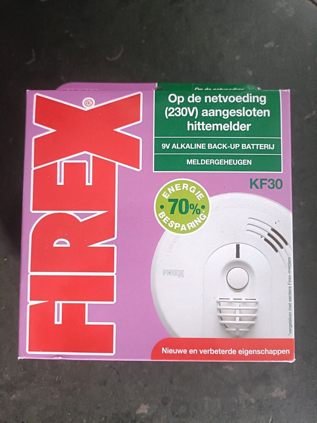 8x Firex KF30 Hittedetector 230V met 9V Back-up Batterij, Ophalen of Verzenden, Nieuw, Detector, Sensor of Melder, Rook