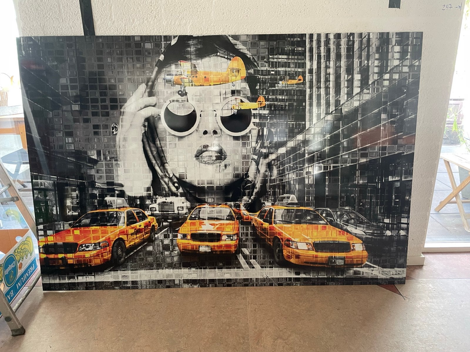 New York Yellow Cabs Alu Art - Modern Stadsgezicht, Ophangklaar, Ophalen of Verzenden, Print, Stadsgezicht