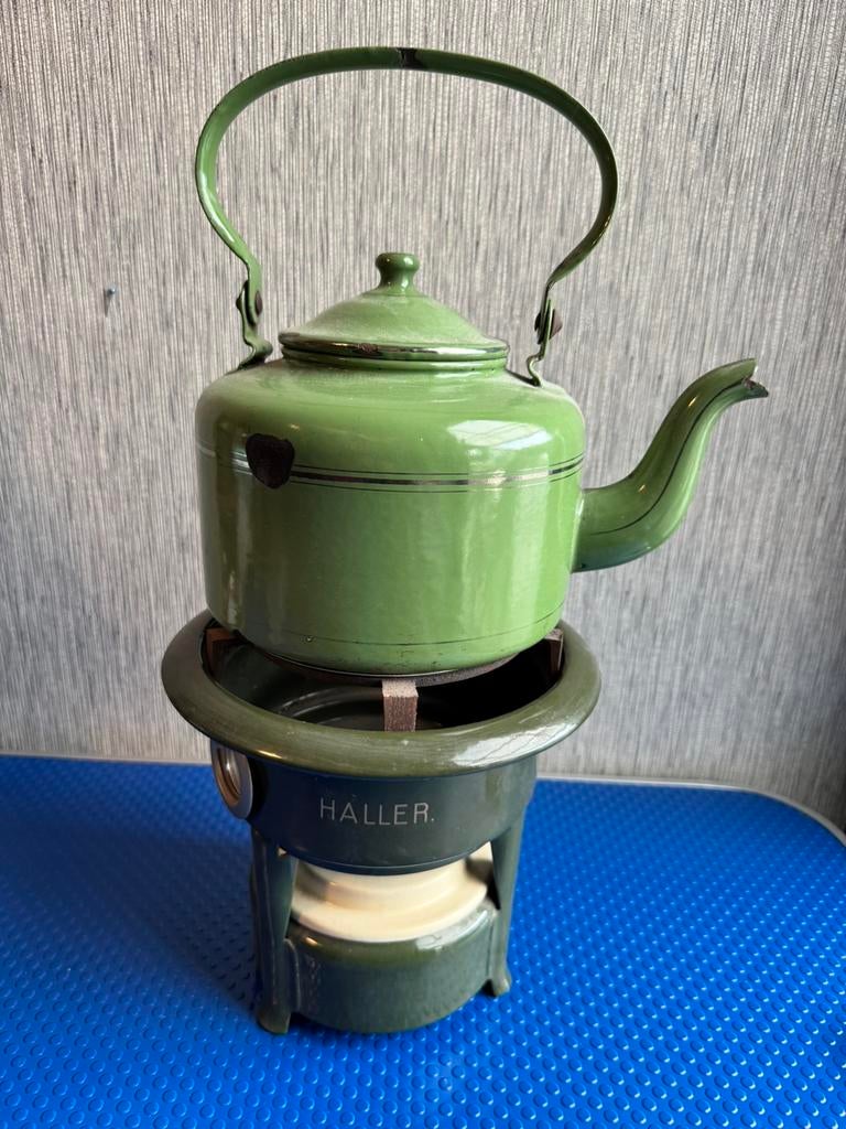 Vintage Haller Petroleumstel (1-pitter) incl. Emaille Ketel, Ophalen of Verzenden