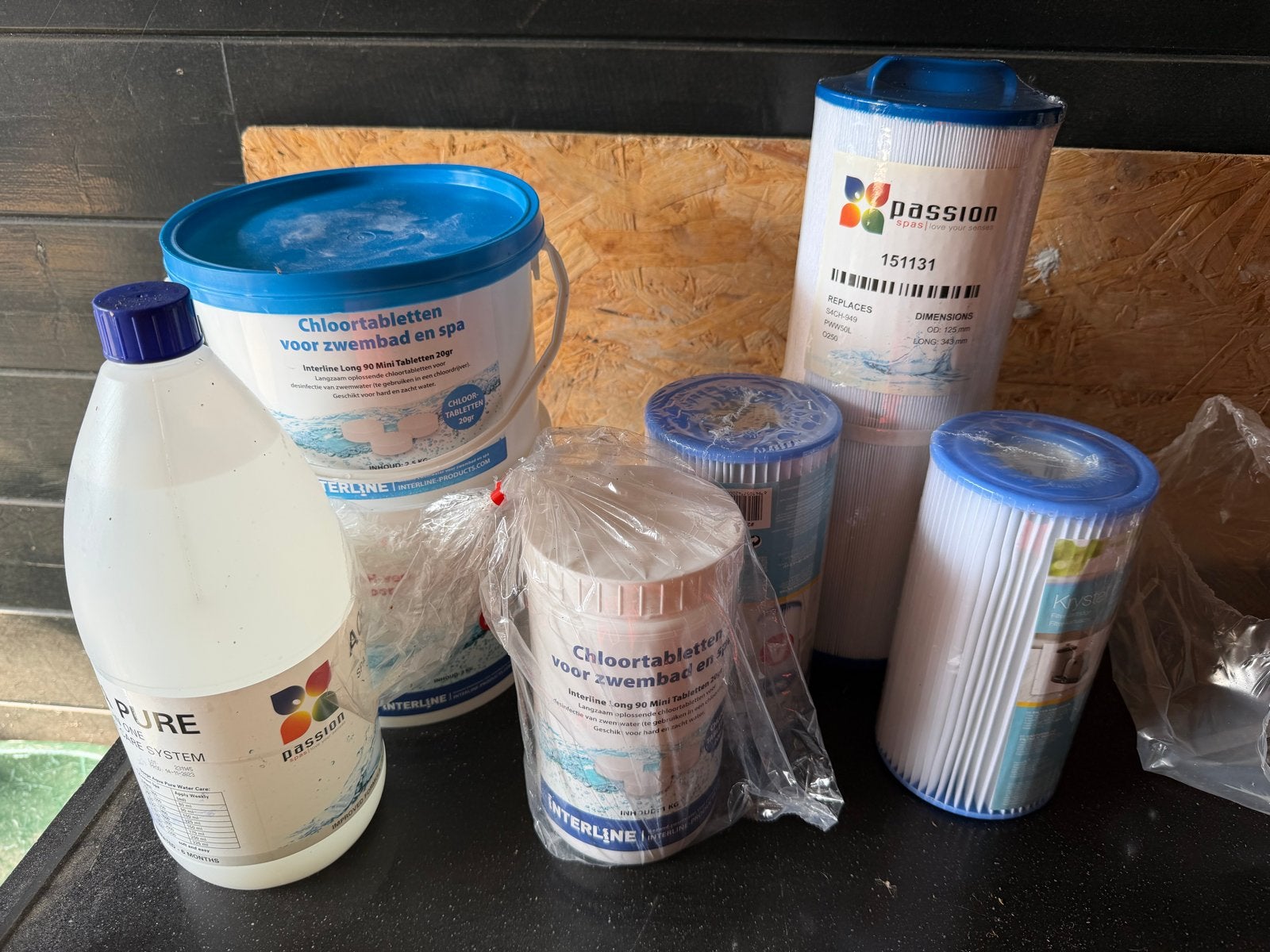 Jacuzzi/Spa Zwembad Chloor Pakket met Filters en pH Plus, Ophalen of Verzenden, Gebruikt, Reinigingsmiddel