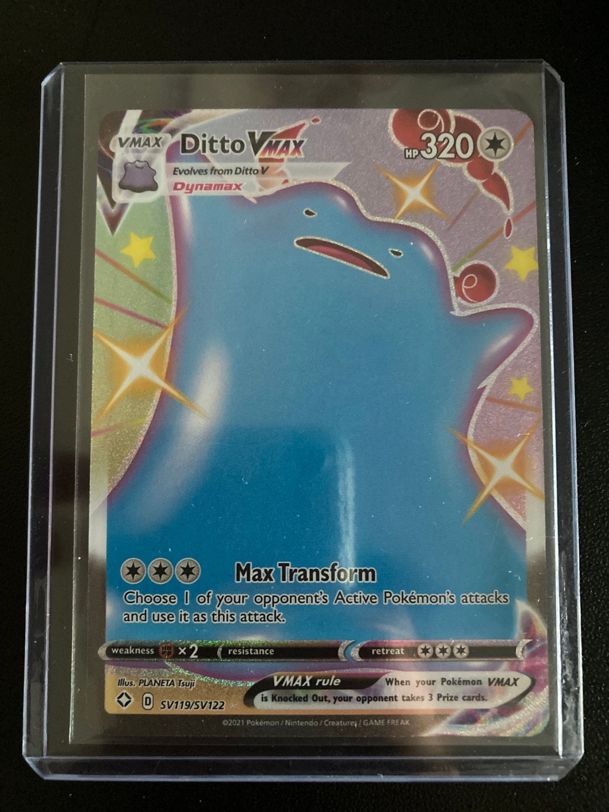 Shiny Ditto VMAX SV119/SV122, Ophalen of Verzenden, Zo goed als nieuw, Losse kaart, Foil