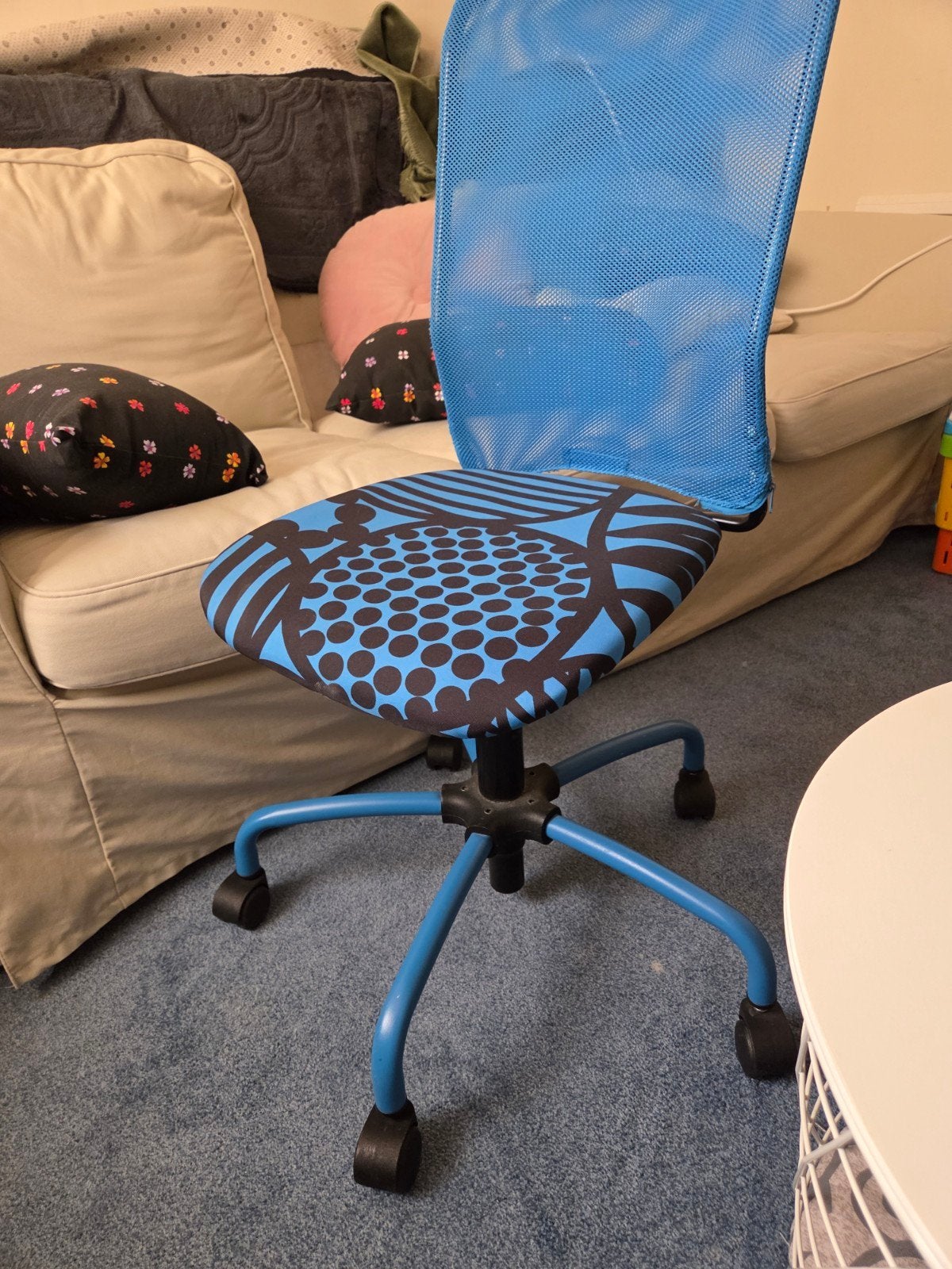 Ikea Torbjorn tiener bureaustoel - Blauw met patroon, Huis en Inrichting, Ophalen, Gebruikt, Blauw, Bureaustoel