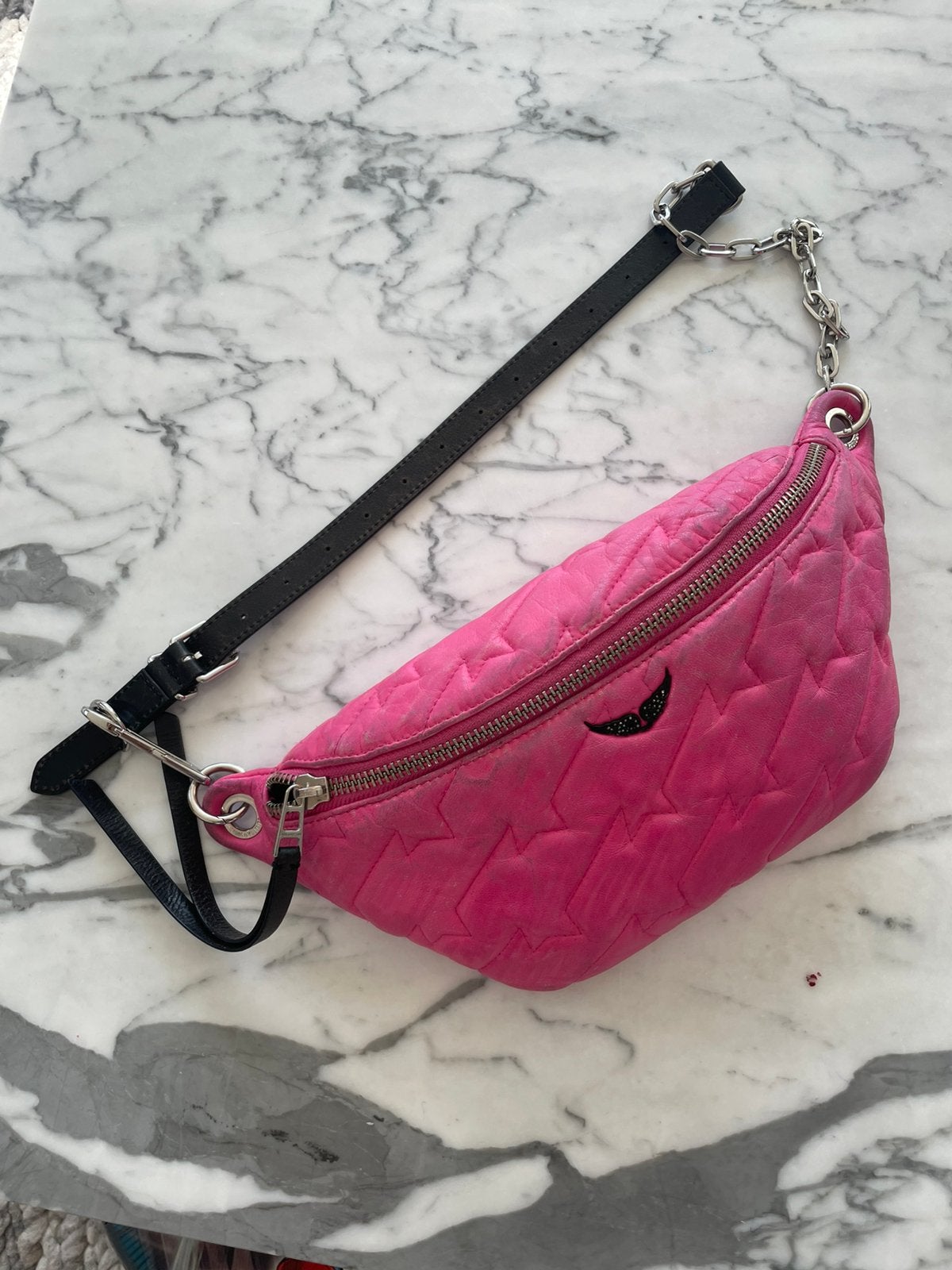 Zadig & Voltaire  Edie ZV Quilted tas heuptas, Sieraden, Tassen en Uiterlijk, Ophalen of Verzenden, Gebruikt, Roze, Overige typen