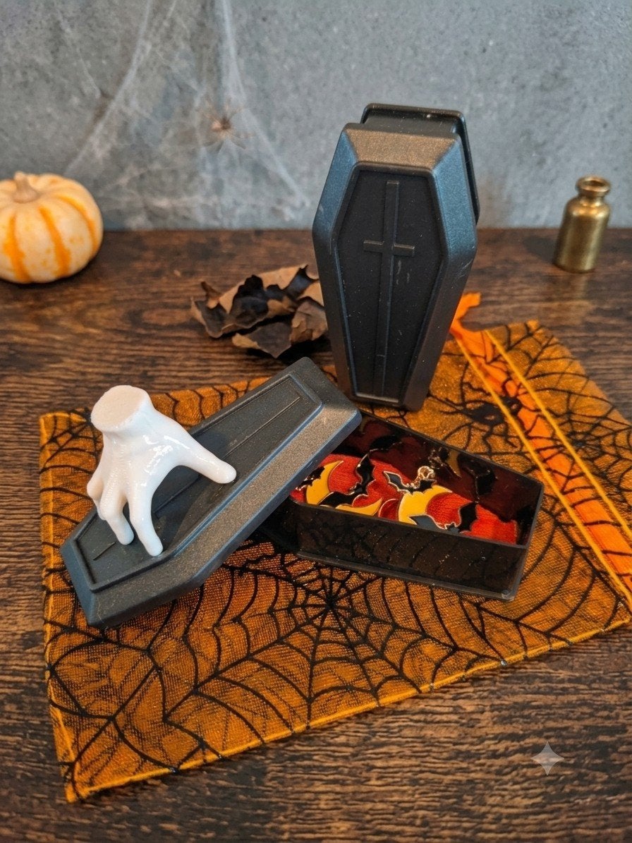 Halloween sieraden Doodskist sieraden doosje met Halloween o, Ophalen of Verzenden, Nieuw, Overige kleuren, Oorbellen
