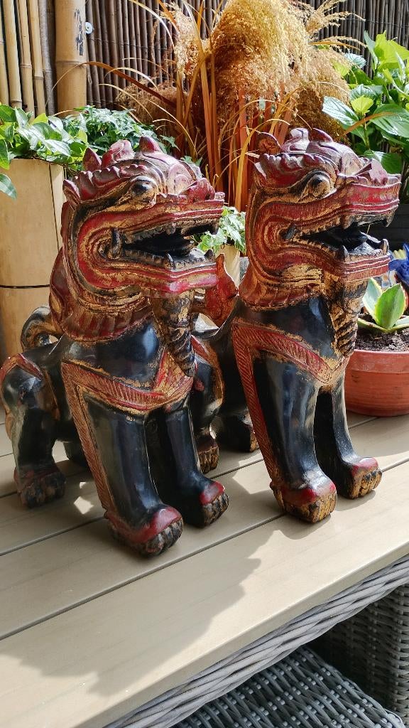 Aziatische Foo dogs Tempel leeuwen Birma Myanmar, Antiek en Kunst, Kunst | Niet-Westerse kunst, Ophalen of Verzenden