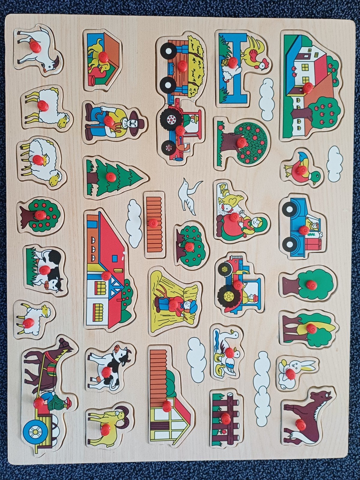 Houten Boerderij knopjes Puzzel, Ophalen of Verzenden, Gebruikt, Puzzelen