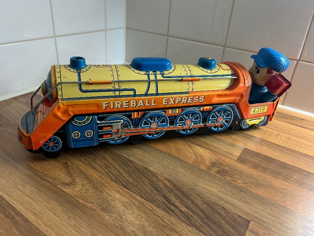 Vintage Fireball Express 4319 blikken speelgoedtrein 60s, Antiek en Kunst, Ophalen of Verzenden