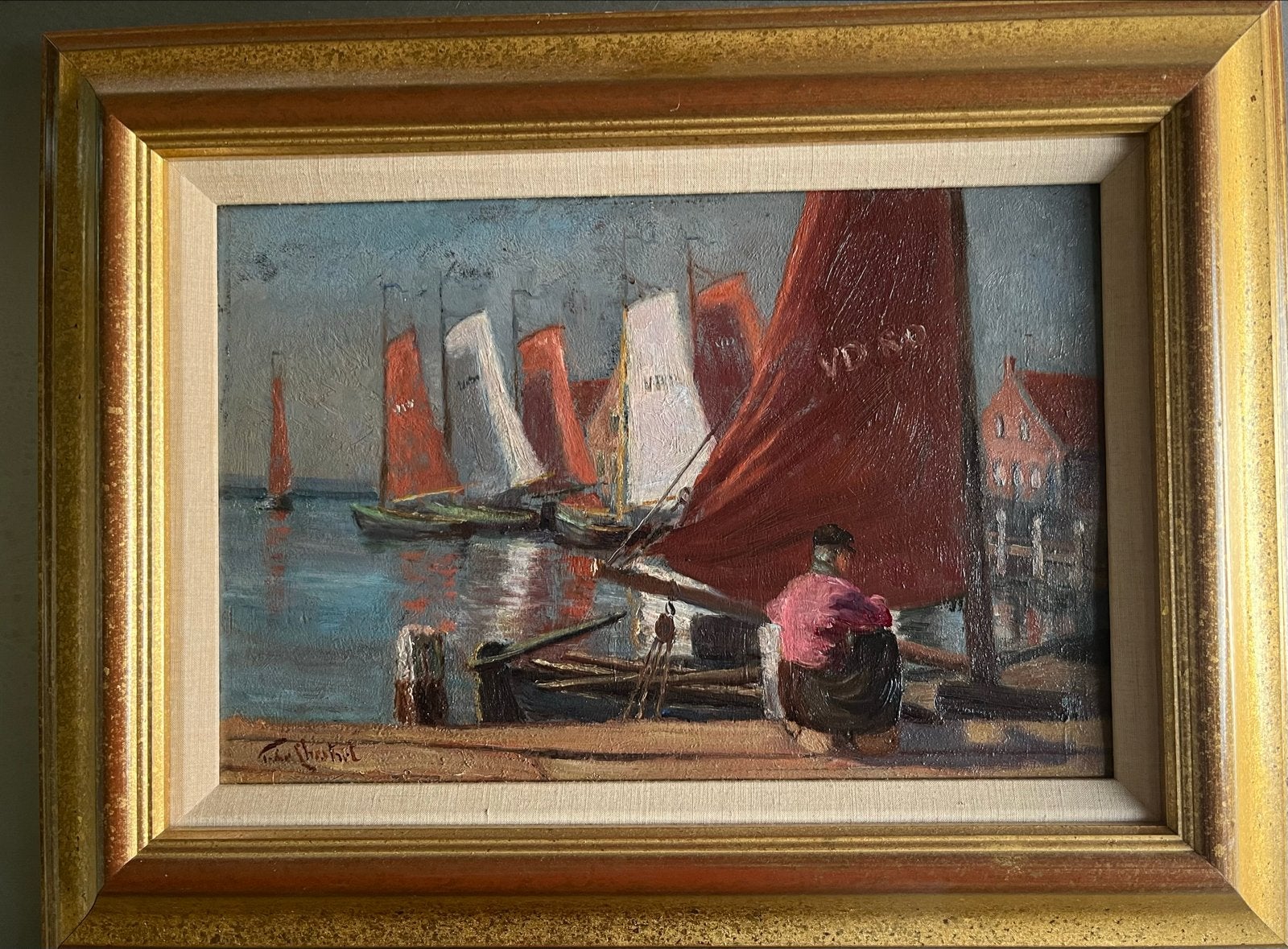 Volendam: Paul de Chestret (1875-1942) Olieverf op paneel, Realistisch, Ophalen of Verzenden, Gesigneerd, Olieverf