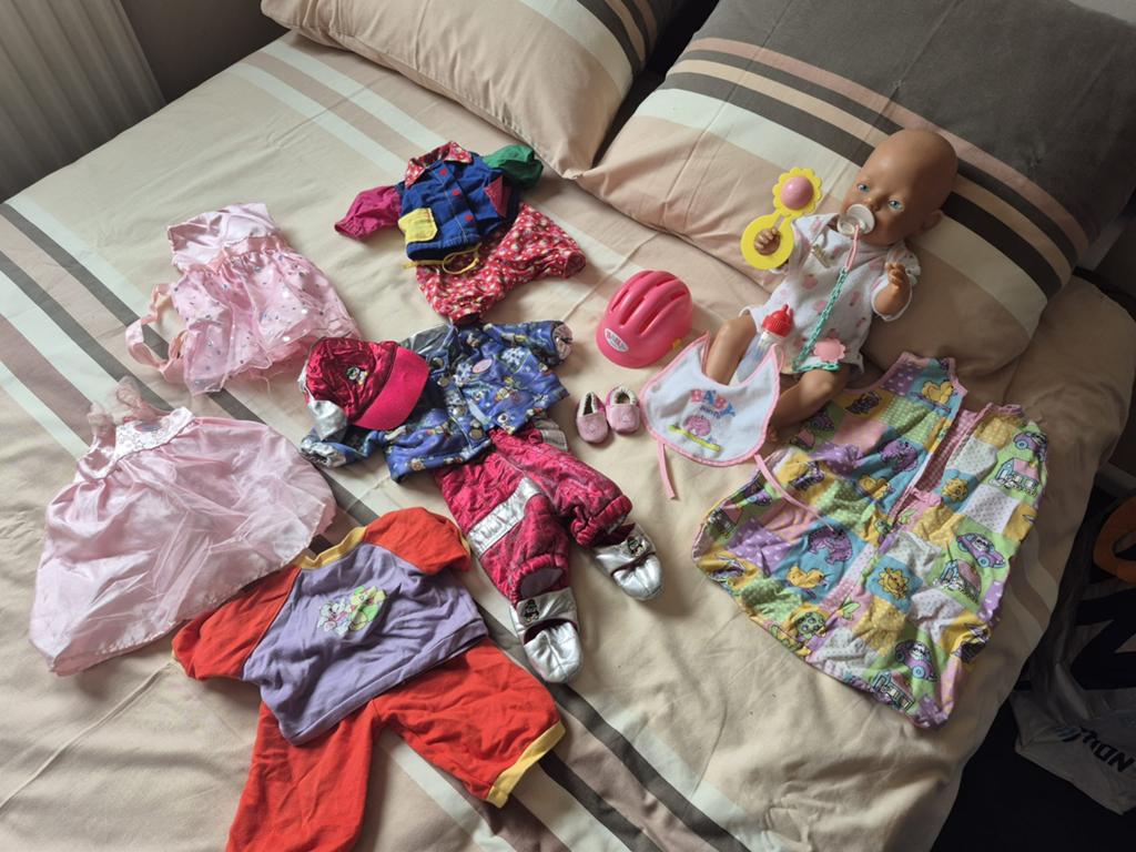 Vintage baby born met vele extra’s, Ophalen of Verzenden, Gebruikt, Babypop