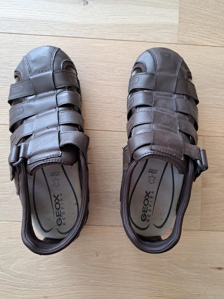Heren sandalen - Geox Respira - Donkerbruin - Maat 42, Sandalen, Bruin, Ophalen of Verzenden, Zo goed als nieuw