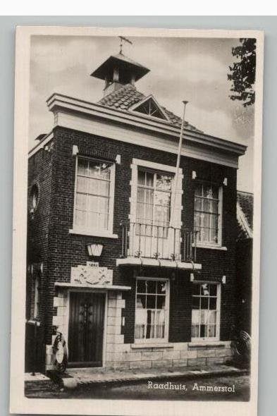 Ammerstol Raadhuis Prachtkaart st 1951 met 3 postzegels, Verzamelen, Ansichtkaarten | Nederland, Gelopen, Zuid-Holland, 1940 tot 1960