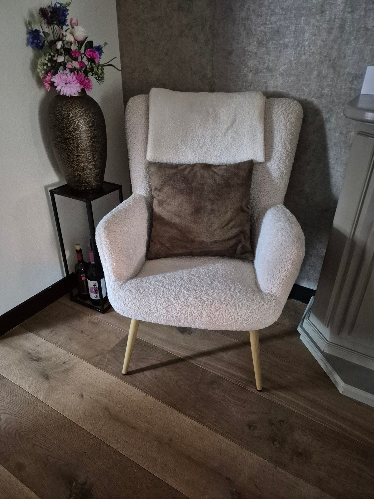 2 Comfortabele Bouclé Fauteuil - Crème Wit, Ophalen of Verzenden