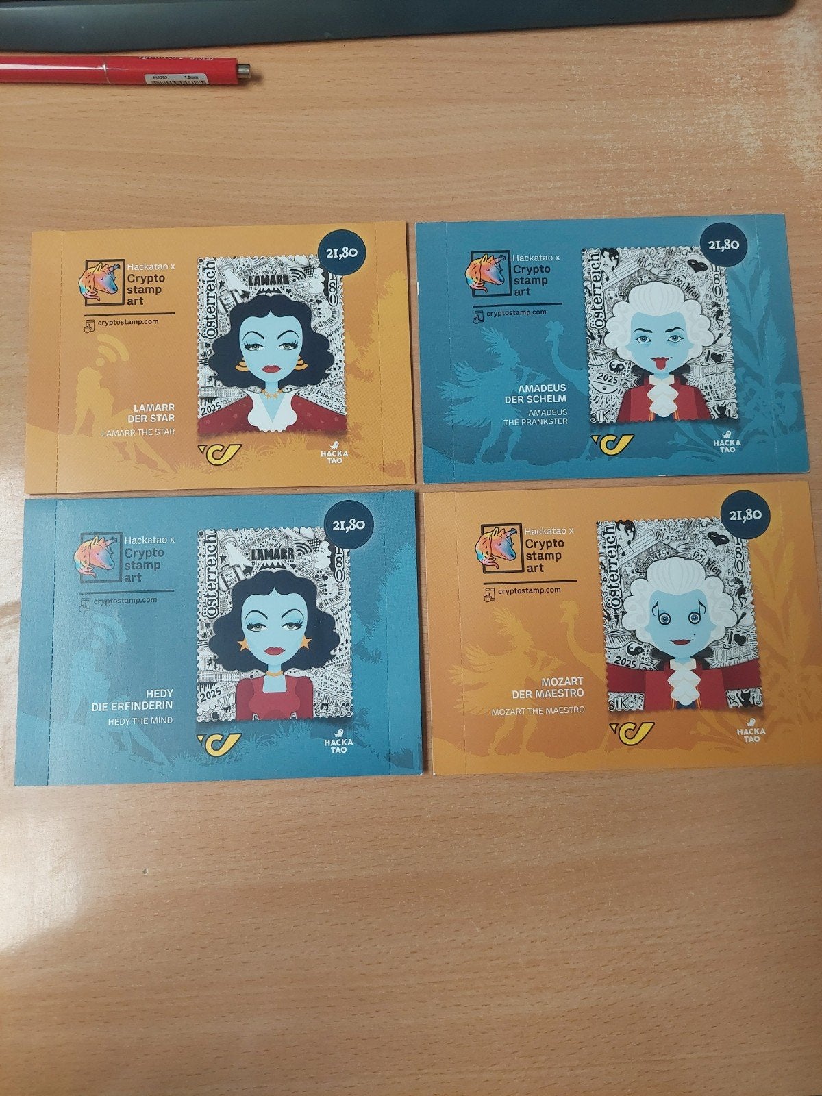 4x Oostenrijkse Crypto Stamp Art 2025 (HACKATAO), Ophalen of Verzenden, Postfris