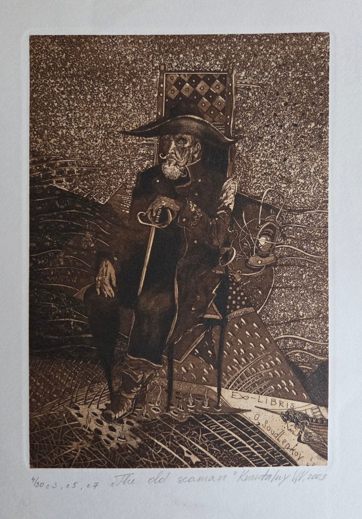 Exlibris / Ex libris Vlad. Kvartalny, The Old Seaman, Verzenden