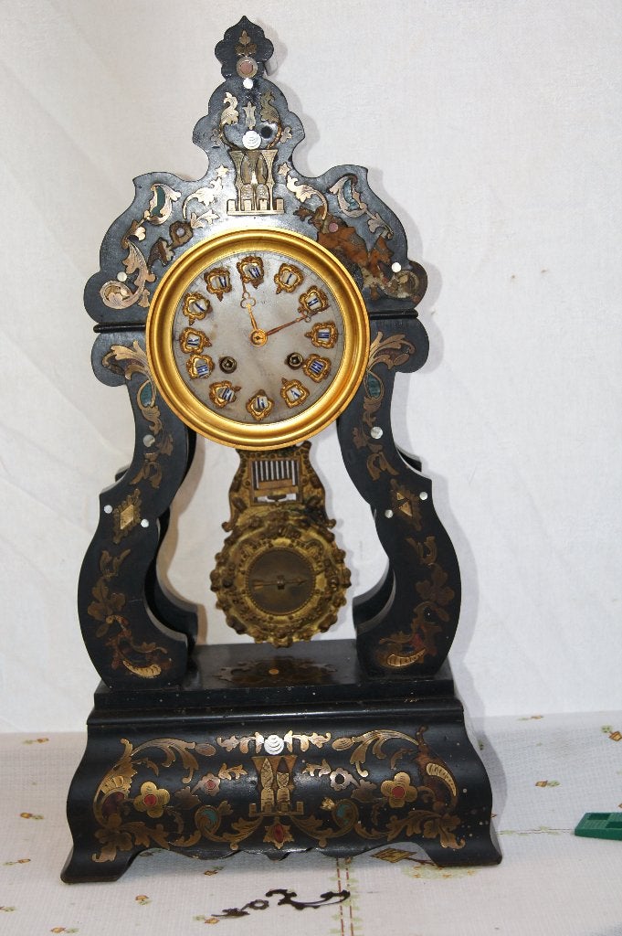 Boulle klok met inleg, Antiek en Kunst, Antiek | Klokken, Ophalen of Verzenden