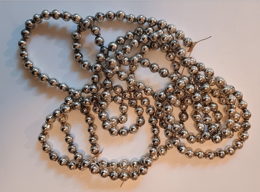 oude kerstslinger met zilveren glazen parels, 3 m, Ophalen of Verzenden