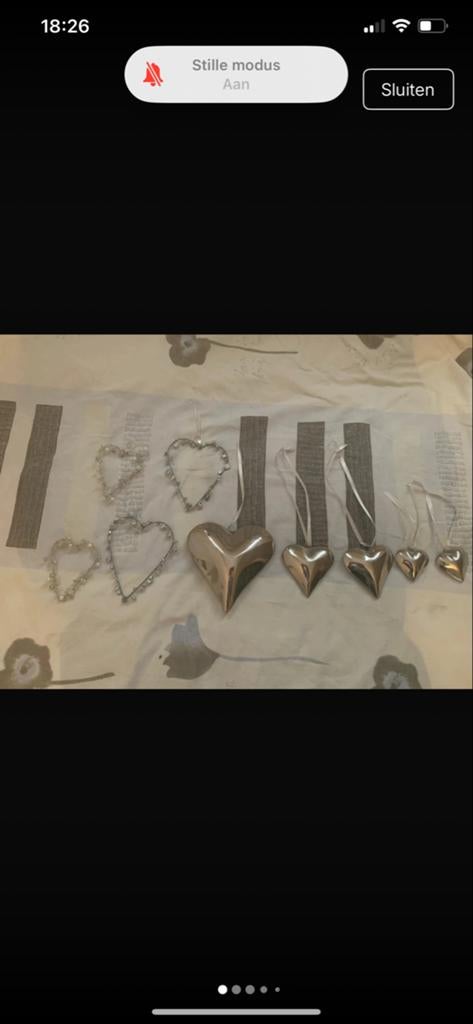 Diverse zilverkleurige harten, Huis en Inrichting, Woonaccessoires | Overige, Ophalen of Verzenden, Gebruikt, Zilver, Metaal