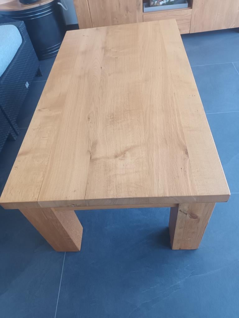 Massief eiken salontafel, Huis en Inrichting, 100 tot 150 cm, Minder dan 50 cm, Rechthoekig, 50 tot 100 cm