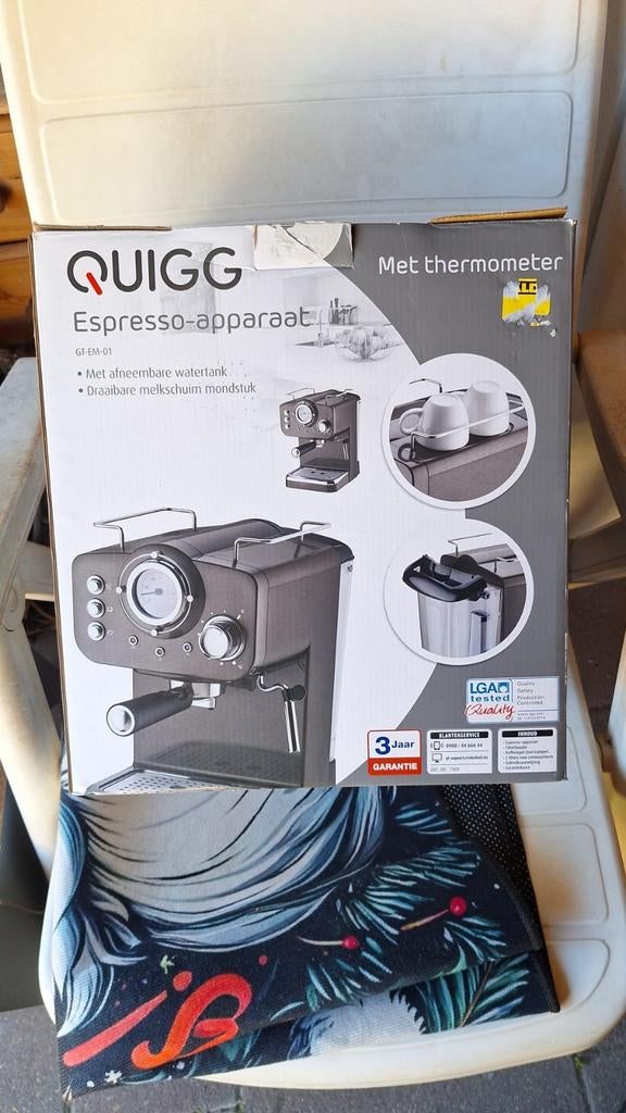 Quigg Espressomachine en Elektrische Koffiemolen Set, Witgoed en Apparatuur, Koffiezetapparaten, Ophalen of Verzenden, Zo goed als nieuw