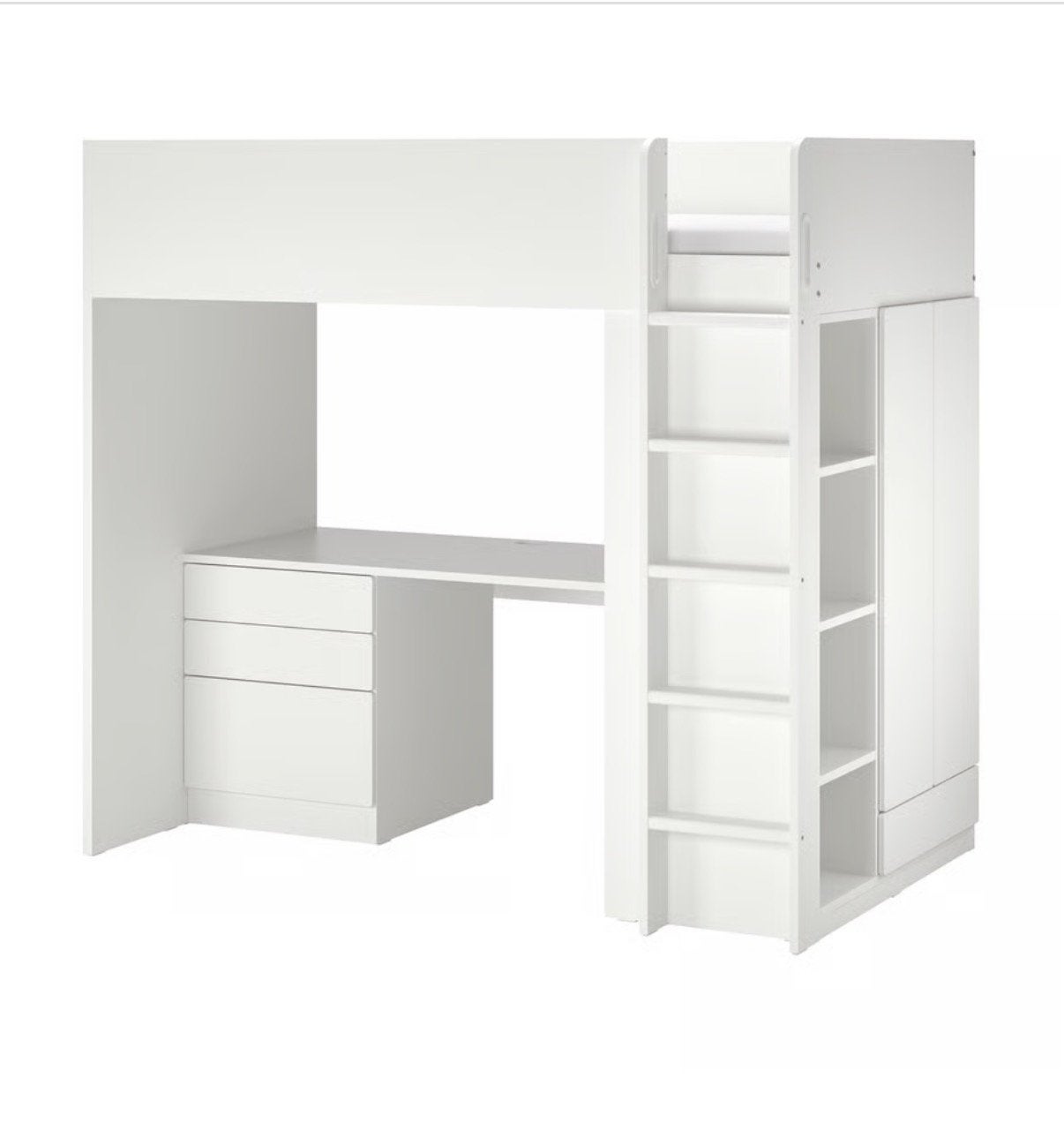Ikea Smastad hoogslaper wit met bureau, Ophalen, Eenpersoons, Zo goed als nieuw, 200 cm