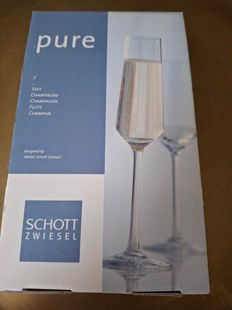 6 Champagneglazen Schott Zwiesel (pure) nieuw in doos, Huis en Inrichting, Ophalen of Verzenden, Nieuw, Glas, Overige stijlen